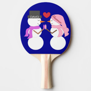 Pala De Ping Pong Queridos muñecos de nieve enamorados: azul oscuro