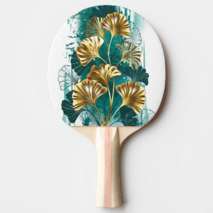Pala De Ping Pong Rama con hojas doradas Ginko Biloba