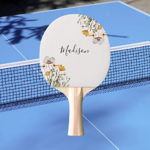 Pala De Ping Pong Ramo de flores silvestres Pretty Monogramado