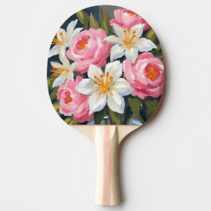 Pala De Ping Pong Ramo de Lirios y Rosas Florero de Acuarela Flora