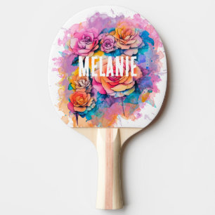 Pala De Ping Pong Ramo de rosas personalizadas con acuarela moderna