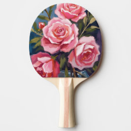 Pala De Ping Pong Ramo de Rosas Rosadas Sonrosadas Pintado