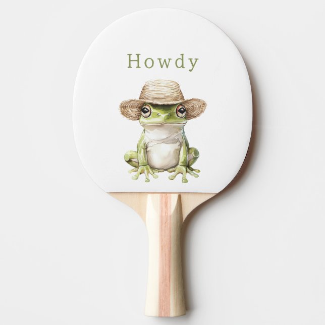 Pala De Ping Pong Rana verde con sombrero (Anverso)