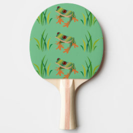 Pala De Ping Pong Ranas arbóreas en las paletas del ping-pong