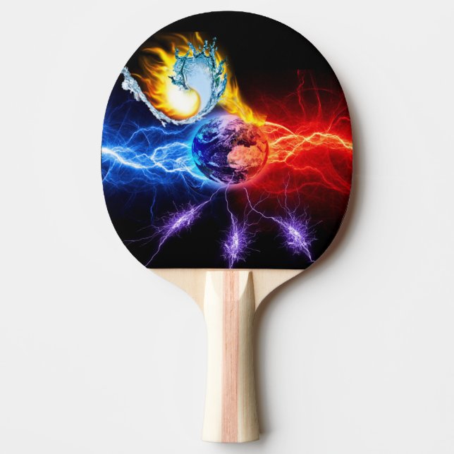Pala De Ping Pong raquette planète feu et eau (Anverso)