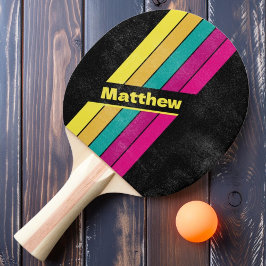 Pala De Ping Pong Rastreo retro con nombre tachado oscuro 80