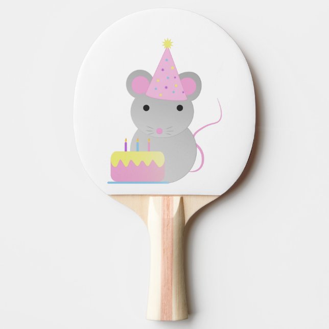 Pala De Ping Pong Ratón Fiesta de cumpleaños muy lindo (Anverso)