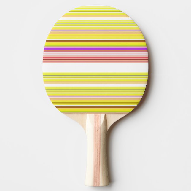 Pala De Ping Pong Rayas amarillas blancas cortas (Anverso)