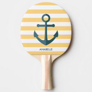 Pala De Ping Pong Rayas amarillas y ancla azul