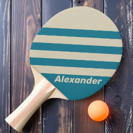 Pala De Ping Pong Rayas Aquamarina Vintage Sport con Nombre