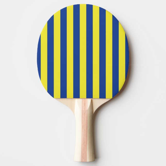 Pala De Ping Pong Rayas Azules y Amarillas  (Anverso)
