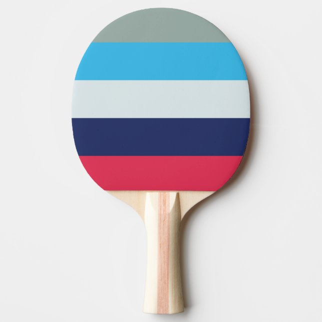 Pala De Ping Pong Rayas Azules Y Borgoñonas (Anverso)