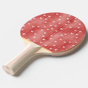 Pala De Ping Pong Rayas Blancas Rojas Corazones Día de San Valentín