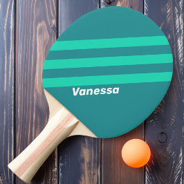 Pala De Ping Pong Rayas Brisa de Playa Turquesa con Nombre