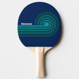Pala De Ping Pong Rayas Curl de Marea Oceánica con Nombre