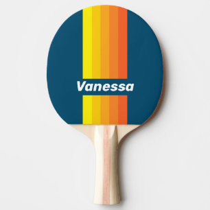 Pala De Ping Pong Rayas de Alfiler de Mar Sol Vintage con Nombre