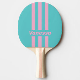 Pala De Ping Pong Rayas de alfiler Retro South Beach con nombre