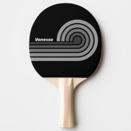 Pala De Ping Pong Rayas de arcoíris con gradiente oscuro con nombre
