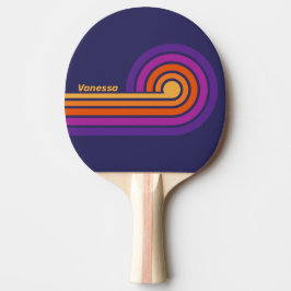 Pala De Ping Pong Rayas de Arcoíris de Uva Vintage con Nombre