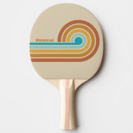 Pala De Ping Pong Rayas de arcoíris del desierto vintage con nombre