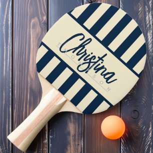Pala De Ping Pong Rayas de Caramelo Azul Marino Profundo de Polo de 