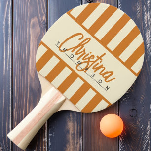 Pala De Ping Pong Rayas de Caramelo de Miel Tostada de Época Media P