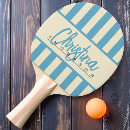 Pala De Ping Pong Rayas de Caramelo Polo de Mediados de Siglo Aqua C