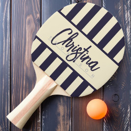 Pala De Ping Pong Rayas de caramelo Polo de mediados de siglo Océano