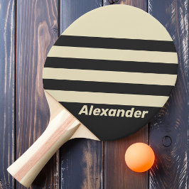 Pala De Ping Pong Rayas de Carbón Deportivo Vintage con Nombre