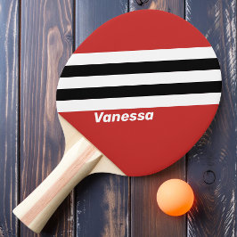 Pala De Ping Pong Rayas de cebra urbanas retro con nombre