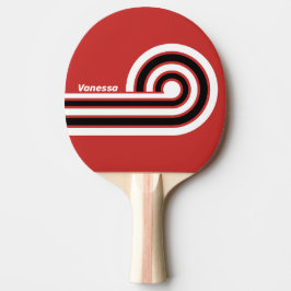 Pala De Ping Pong Rayas de cebra urbanas retro con nombre