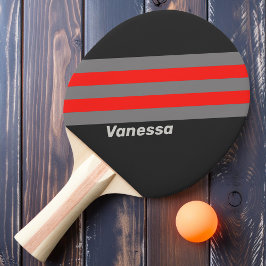 Pala De Ping Pong Rayas de Cielo Tormentoso Retro con Nombre