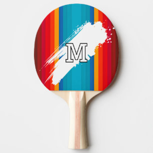 Pala De Ping Pong Rayas de color vívido con Ping Pong de monograma