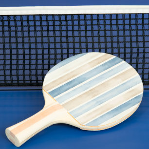 Pala De Ping Pong Rayas de Crema Azul de Playa