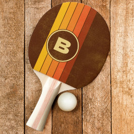 Pala De Ping Pong Rayas de estilo vintage angustiado con inicial