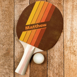 Pala De Ping Pong Rayas de estilo vintage angustiado oscuro con nomb