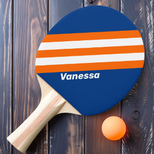Pala De Ping Pong Rayas de Gran Ciudad Vintage con Nombre