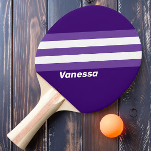 Pala De Ping Pong Rayas de la arboleda de la parra retro con nombre