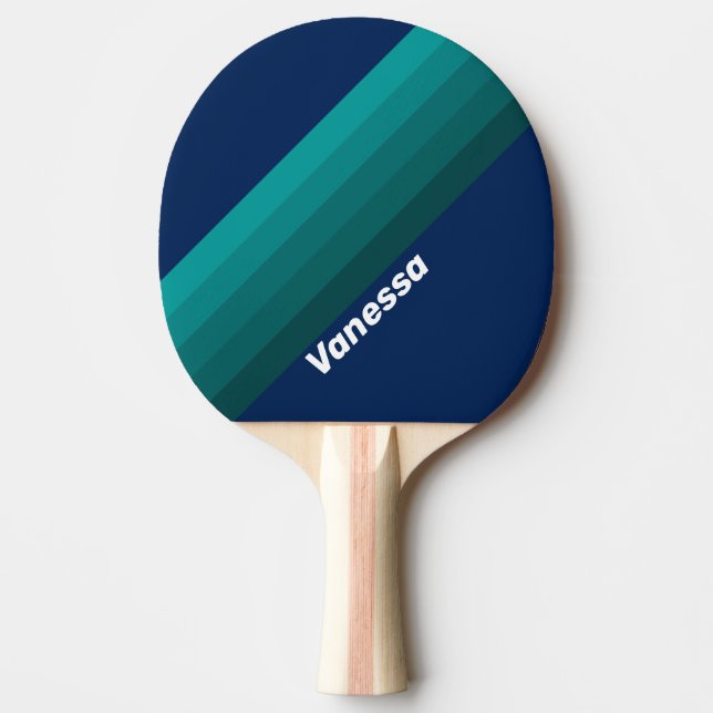 Pala De Ping Pong Rayas de Marea Oceánica con Nombre (Anverso)