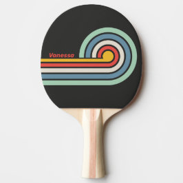 Pala De Ping Pong Rayas de medianoche vintage con nombre