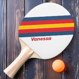 Pala De Ping Pong Rayas de Montaña Retro con Nombre