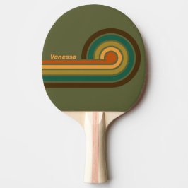 Pala De Ping Pong Rayas de Pantano del Bosque Vintage con Nombre