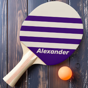 Pala De Ping Pong Rayas de parra deportiva vintage con nombre