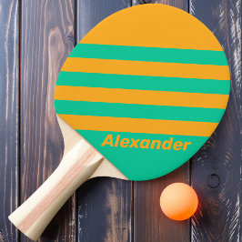 Pala De Ping Pong Rayas de Ponche Tropical Retro con Nombre