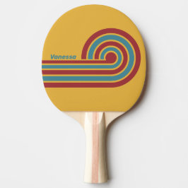 Pala De Ping Pong Rayas de Semilla de Mostaza Retro con Nombre