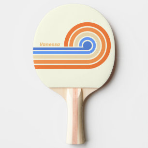 Pala De Ping Pong Rayas de sol oceánicas vintage con nombre