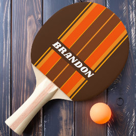 Pala De Ping Pong Rayas de tabla de tierra naranja con nombre