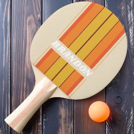 Pala De Ping Pong Rayas de tabla retro con nombre