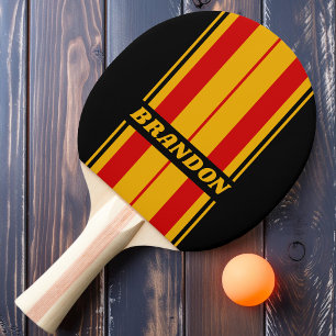 Pala De Ping Pong Rayas de tablero de la ciudad capital vintage con