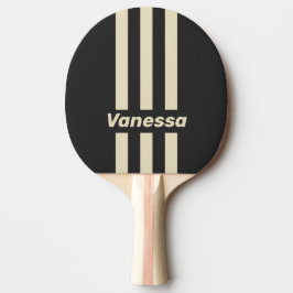 Pala De Ping Pong Rayas de tres patillas de carbón retro con nombre
